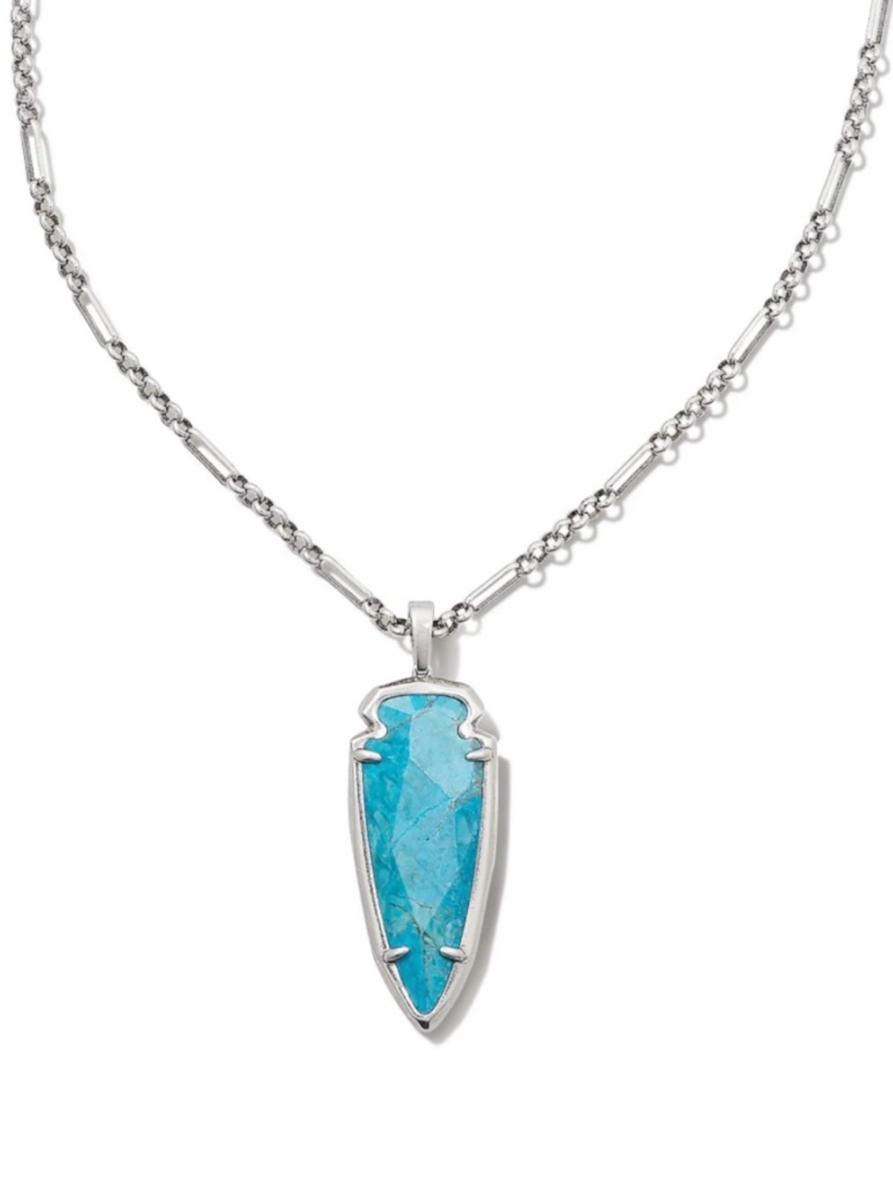 Kendra Scott Yellow Rose Turquoise Silver Arrow Skylar Necklace